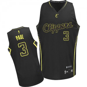 NBA Chris Paul Authentic Men's Black Jersey - Adidas Los Angeles Clippers &3 Electricity Fashion