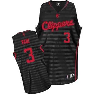 NBA Chris Paul Authentic Men's Black/Grey Jersey - Adidas Los Angeles Clippers &3 Groove