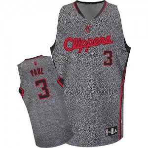 NBA Chris Paul Authentic Men's Grey Jersey - Adidas Los Angeles Clippers &3 Static Fashion