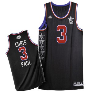 NBA Chris Paul Authentic Men's Black Jersey - Adidas Los Angeles Clippers &3 2015 All Star