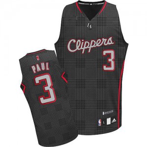 NBA Chris Paul Authentic Men's Black Jersey - Adidas Los Angeles Clippers &3 Rhythm Fashion