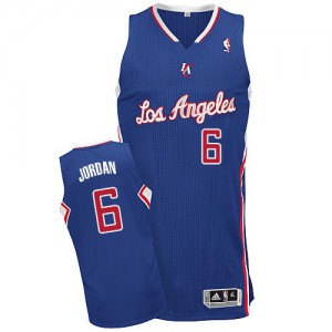 NBA DeAndre Jordan Authentic Men's Royal Blue Jersey - Adidas Los Angeles Clippers &6 Alternate