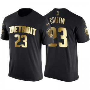 Pistons de Detroit pour hommes ^ 23 T-shirt en jersey avec nom et numéro en or Blake Griffin