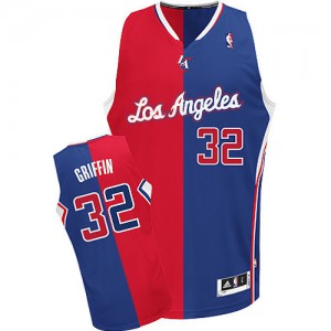 NBA Blake Griffin Authentic Men's Red/Blue Jersey - Adidas Los Angeles Clippers &32 Split Fashion